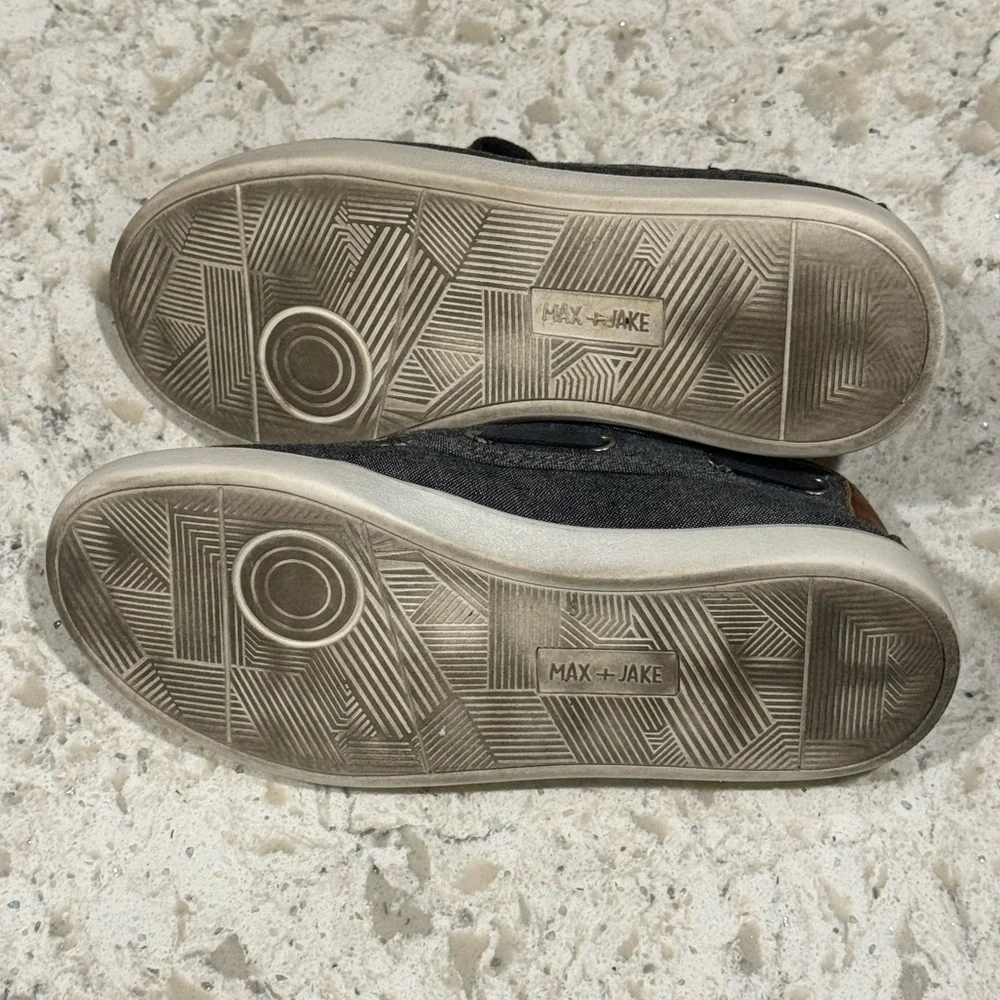BOYS~MAX + JAKE~TOP SIDERS~FABRIC~ BOAT/LOAFERS~SIZE 3~GRAY BLUE~BR